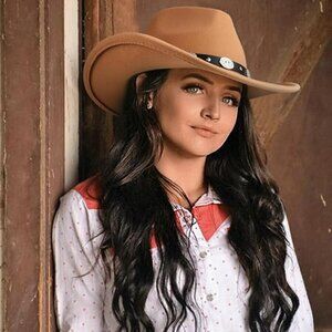 Western Cowgirl Wide Brim Fedora Hat Cowboy Western Cowboy Hat Studded Pinched